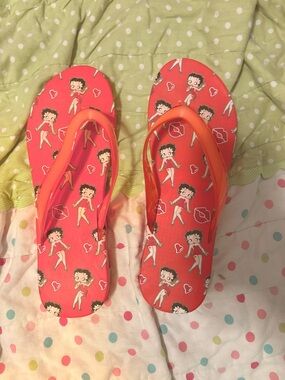 Betty Boop Coral Orange Flip Flop Sandals
